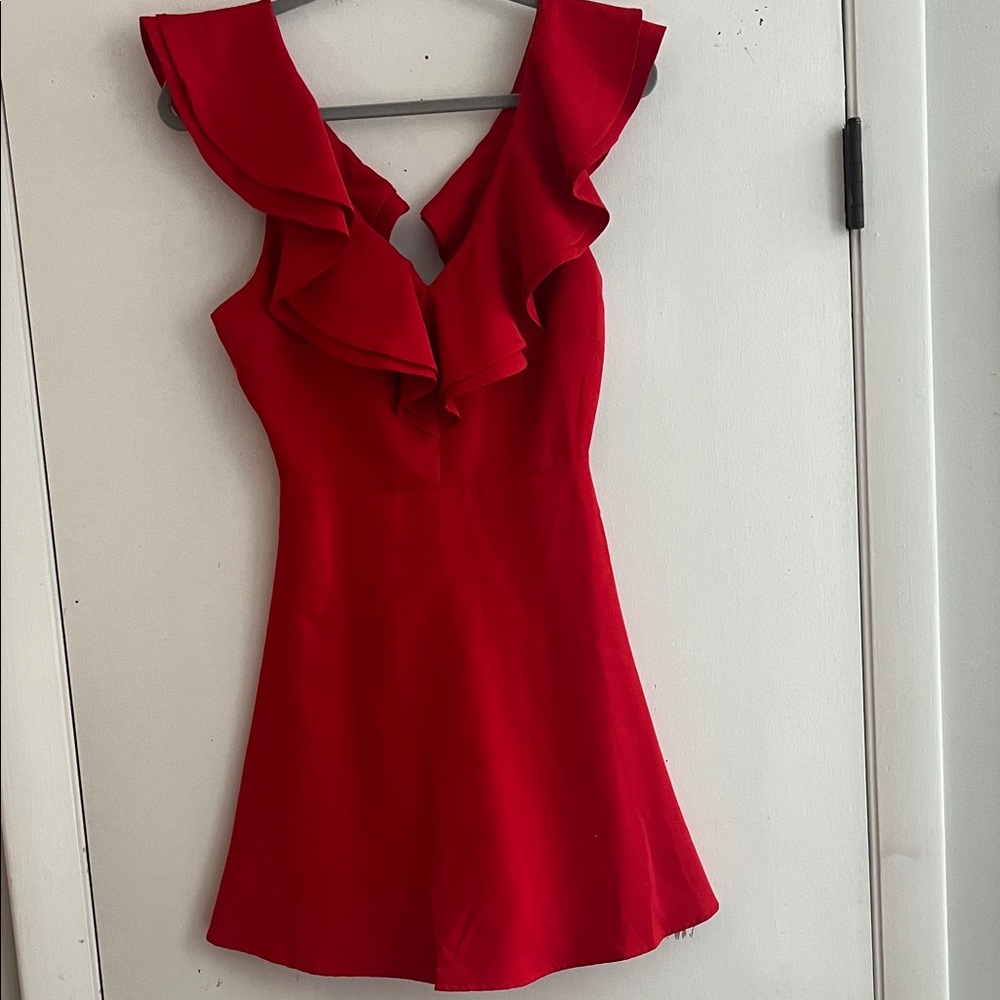 Lulu's Vibrant Red Ruffle Mini Dress